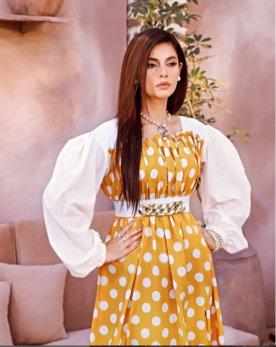 Yellow Polka-Dotted Frock with Chain Belt