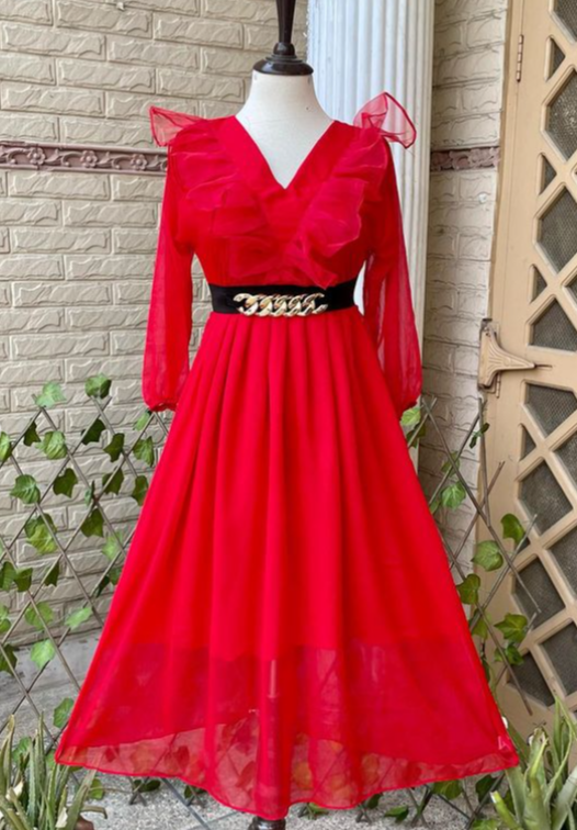 Turkish Red Chiffon Frock