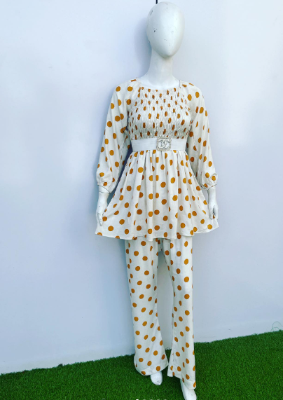 Italian 2 Pc Cream-Printed Suit